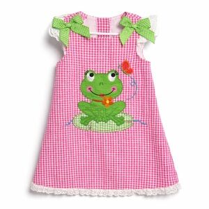Good Lad Pink Gingham Frog Dress 2T
